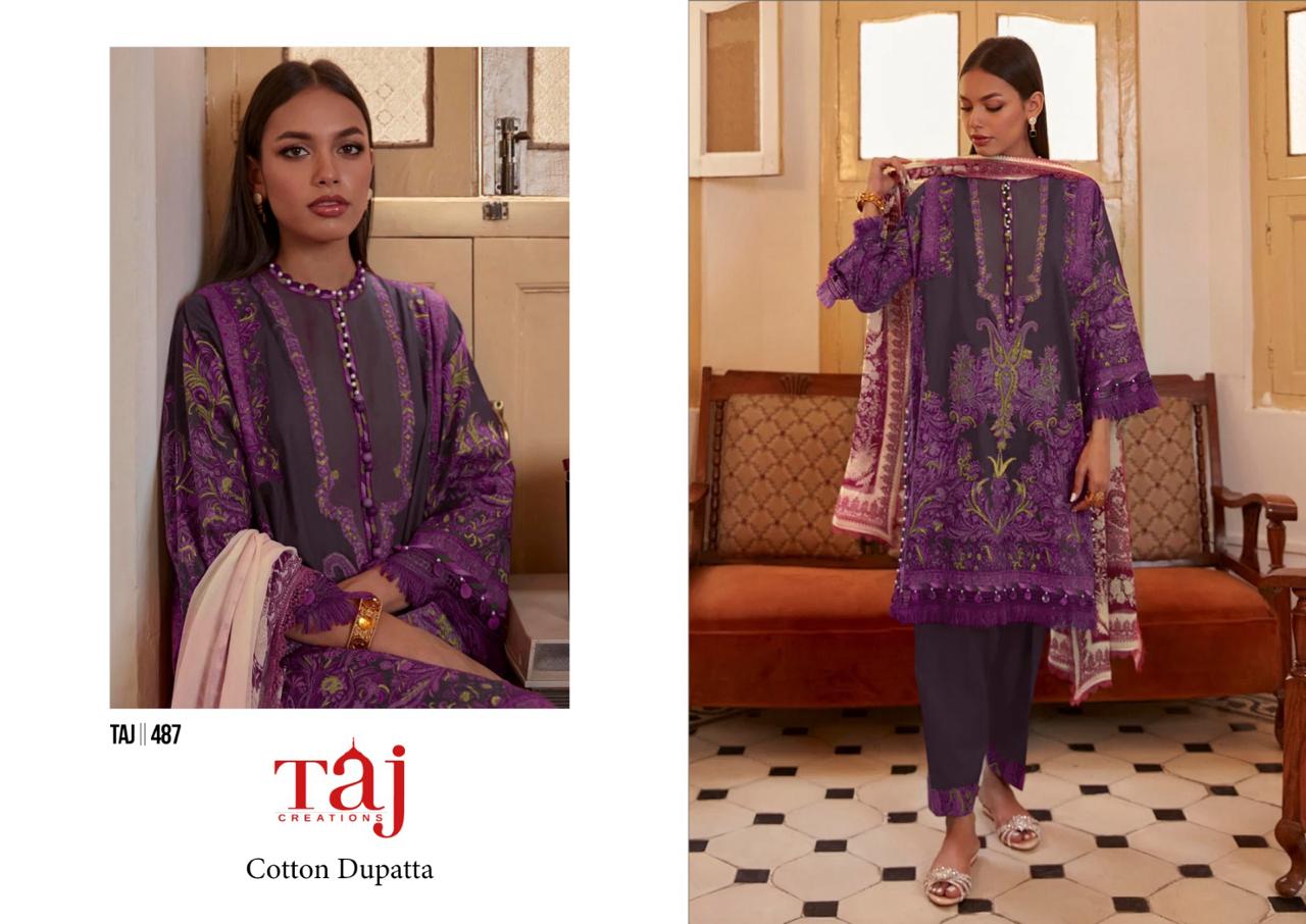 485 And 487 Taj Cotton Hit Pakistani Salwar Suits Wholesale Shop In Surat
